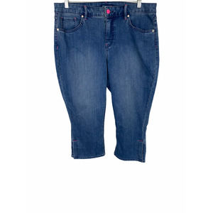Isaac Mizrahi Regular TRUE DENIM Capri Jeans with Hardware Medium Indigo Size 0